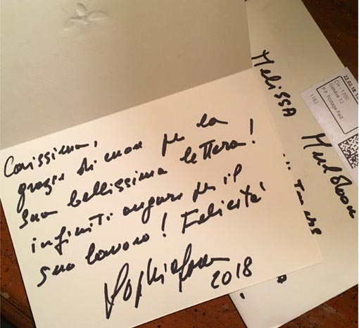 Sharing a magical letter from Sophia Loren